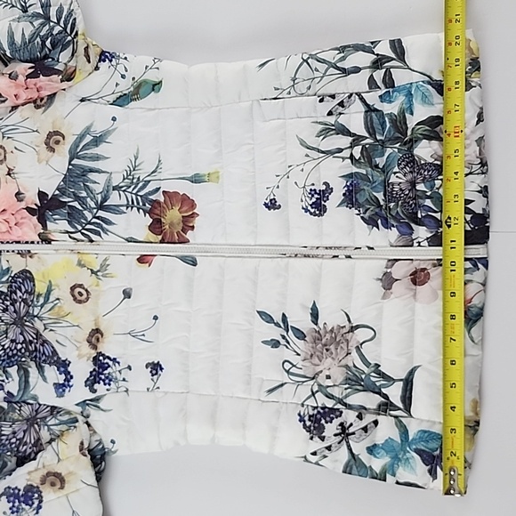 Point Zero Ultralight Women's Puffer Hooded Jacket White Floral Print Size M - Picture 15 of 16
